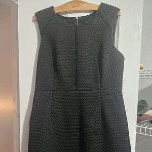 JCrew Black Textured Sleeveless Fit-and-Flare Dress